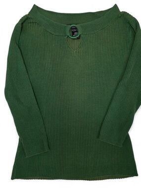 SILX By August Silk Ribbed Green Keyhole Ring Knit Top Large